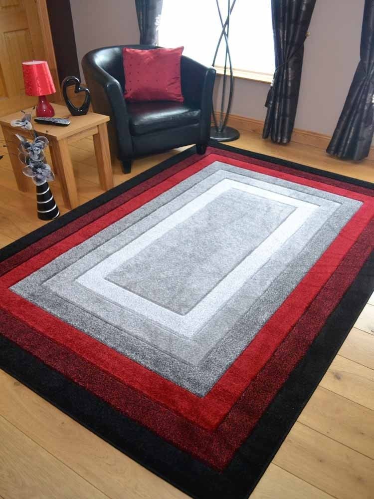 Sahara Red Grey Border Rug Rugs, Red And Grey Rugs The Range