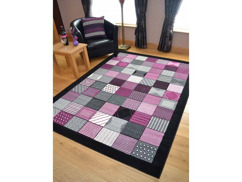 Trend Black And Dark Pink Fuchsia, Black And Pink Rug
